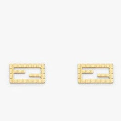 FF BAGUETTE MOTIF SHAPED GOLD EARRINGS