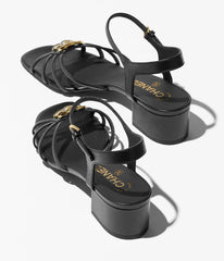 SANDALS 40 MM IN BLACK PATENT LAMBSKIN