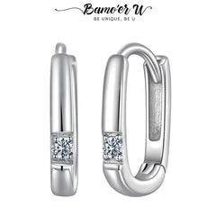 Bamoer U Moissanite Oval Hoop Earrings Geometry Ear Clip D Color VVS1 EX 925 Sterling Silver Original Luxury Jewelry Mother Gift