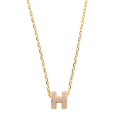 POP H NECKLACE PINK PENDANT GOLD HARDWARE