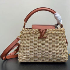 LV 25S CAPUCINES BB BAG 27 PINIC IN TAN CALFSKIN GOLD HARDWARE