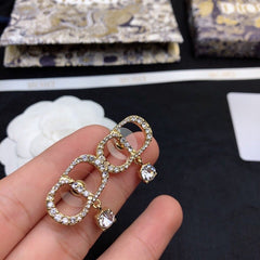 CD EARRINGS GOLD FULL DIAMOND