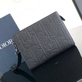 CLUTCH 27 BAG IN BLACK CALFSKIN EMBOSSED LOGO