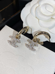 DOUBLE C GOLD DIAMOND EARRINGS