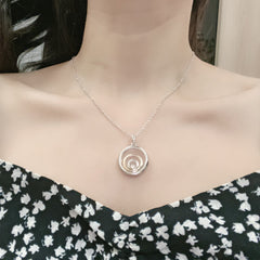 HAPPY HEART NECKLACE TRIPLE RING SILVER 1 DIAMOND