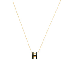 POP H NECKLACE BLACK PENDANT GOLD HARDWARE