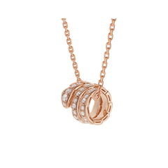 SERPENTI PINK GOLD NECKLACE DOUBLE RING DIAMOND