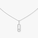 MOVE UNO LM SILVER DIAMOND PAVED NECKLACE