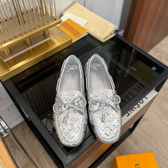 LV GLORIA FLAT LOAFER LOGO STAMPING SILVER