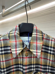 BURBERRY 25S KNITTED-COLLAR PLAID COAT 275