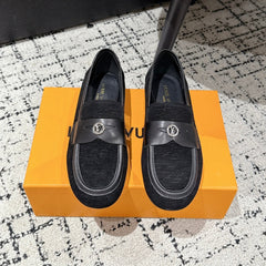 LV LOAFER 25S IN BLACK SUEDE AND CALFSKIN