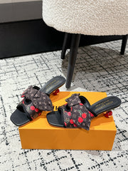 LV CHERRY HIGH HEELS 25S IN DARK BROWN AND BLACK CALFSKIN WITH BOW STYLE 10