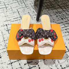 LV CHERRY HIGH HEELS 25S IN NUDE DENIM WITH BOW STYLE 5