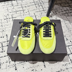 PRADA 25S DEXUN MULE IN LIME GREEN SUEDE LEATHER