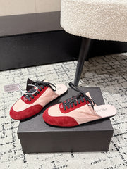 PRADA 25S DEXUN MULE IN RED SUEDE LEATHER