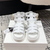 PRADA 25S HIGH TOP OPEN TOE FISHERMAN SANDALS IN WHITE CALFSKIN