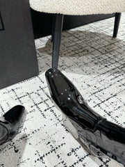 YSL 25S PLATFORM KNEE-HIGH BOOTS 70 MM IN BLACK GLOSSY LAMBSKIN