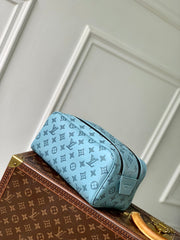 DOPP KIT 28 IN SKY BLUE MONOGRAM SHADOW CALFSKIN EMBOSSED LOGO