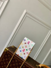 PHONE POUCH 17.5 IN WHITE MULTICOLORED MONOGRAM COATED CANVAS