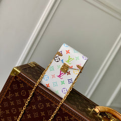 PHONE POUCH 17.5 IN WHITE MULTICOLORED MONOGRAM COATED CANVAS