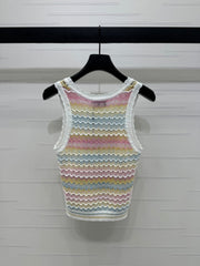 Chanel 25 Multicolor Striped Knitted Tank Top