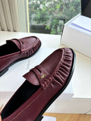 YSL 25S LOAFERS IN DARK RED LAMBSKIN