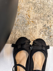 DIOR 25S LOVELY‑D BALLET FLAT 10MM IN BLACK SATIN