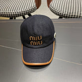 MM BASEBALL CAP IN NAVY BLUE DENIM AND CALFSKIN