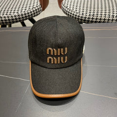 MM BASEBALL CAP IN BLACK DENIM AND CALFSKIN