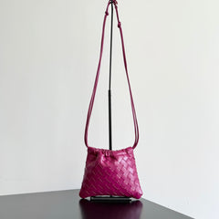BOTTEGA VENETA 25S SMALL DUSTBAG 21 IN DARK PINK LAMBSKIN