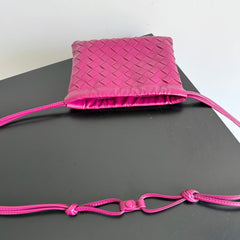 BOTTEGA VENETA 25S SMALL DUSTBAG 21 IN DARK PINK LAMBSKIN