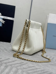PRADA 25S ENCHAINE MINI BAG 22 IN WHITE CALFSKIN GOLD HARDWRE