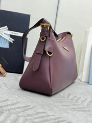 PRADA 25S AIMEE MEDIUM SHOULDER BAG 39 IN BURGUNDY CALFSKIN