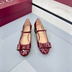 GG MARY JANE 25S IN RED LAMBSKIN WITH BOW