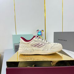 BALENCIAGA 25S SNEAKERS IN CREAM WHITE MIX RED LEATHER
