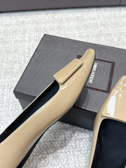YSL 25S FLAT SHOES IN DARK BEIGE LAMBSKIN