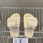 BALENCIAGA 25S SLIPPERS IN BEIGE FAUX SHEARLING