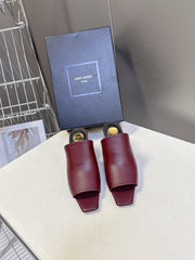 YSL 25S HIGH-HEEL SANDALS 75 MM IN DARK RED LAMBSKIN