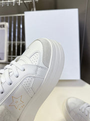 DIOR 25S DIOR STAR SNEAKERS 40 MM IN WHITE LAMBSKIN AND WOOL