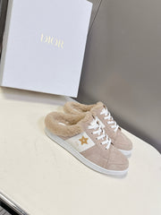 DIOR 25S DIOR STAR SNEAKERS IN NUDE PINK SUEDE AND WOOL
