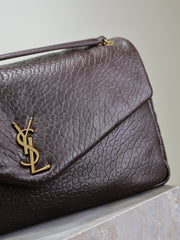 YSL 25S CALYPSO GM 38 IN DARK CHOCOLATE CALFSKIN GOLD HARDWRE