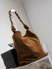 YSL 25S AMALIA 50 IN DARK CARAMEL SUEDE GOLD HARDWARE