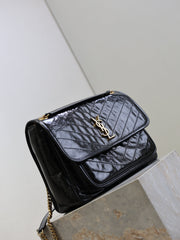 YSL 25S NIKI GM BAG 32 IN BLACK GLOSSY CALFSKIN GOLD HARDWRE