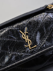 YSL 25S NIKI BAG 18 IN BLACK GLOSSY CALFSKIN GOLD HARDWARE