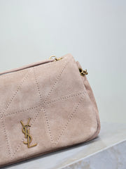 YSL 25S JAMIE 4.3 MINI 20 IN DUSTY ROSE BEIGE SUEDE GOLD HARDWRE