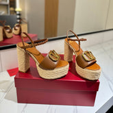 VLTN ESPADRILLE WEDGE SANDALS 25S 115 MM IN BROWN LAMBSKIN WITH GOLD HARDWARE