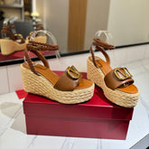 VLTN ESPADRILLE WEDGE SANDALS 25S 90 MM IN BROWN LAMBSKIN STYLE 4