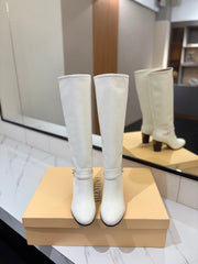 VALENTINO 25S GARAVANI PATTIE KNEE-HIGH BOOTS 80 MM IN WHITE CALFSKIN