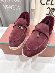 LP 25S SUMMER CHARMS WALK LOAFERS IN BURGUNDY SUEDE AND FLEECE