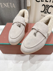 LP 25S SUMMER CHARMS WALK LOAFERS IN LIGHT GRAY SUEDE AND FLEECE